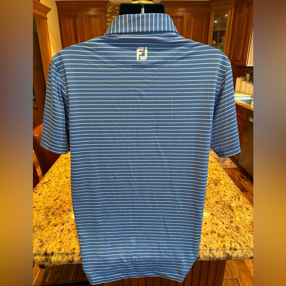 FootJoy Blue and White Striped Polo‎ Shirt - Picture 6 of 6